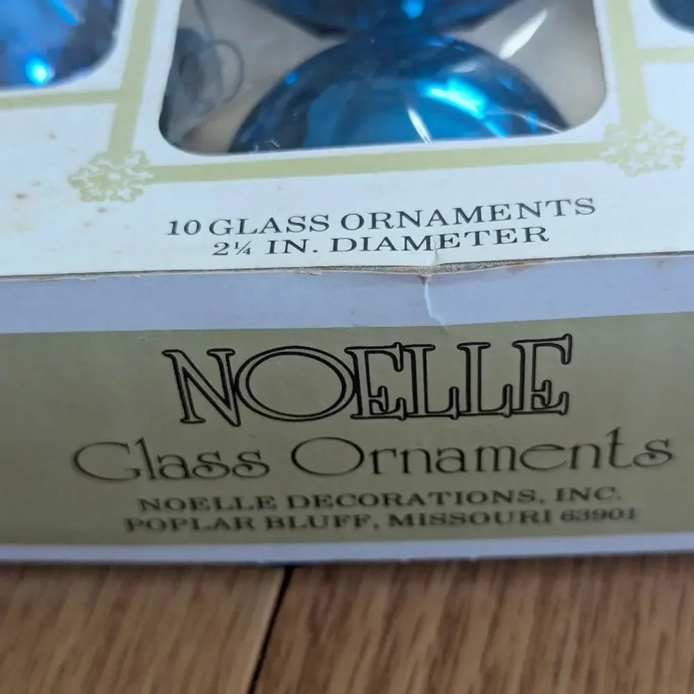 Vintage Noelle American Made Blue Silver Glass Christmas Tree Decor Ornaments